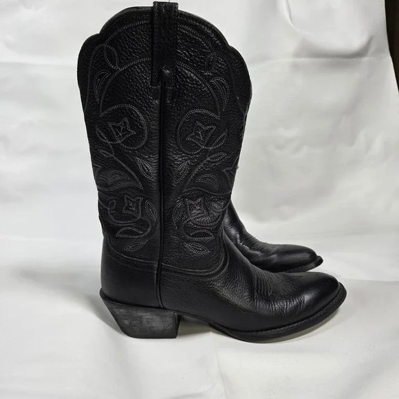 Ariat Heritage Western Cowboy Boots Women 7B Black Leather 10001037 - Picture 2 of 9